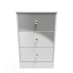 Taunton 3 Drawer Bedside Cabinet in Uniform Grey Gloss & White (Ready Assembled)