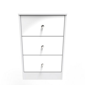 Taunton 3 Drawer Bedside Cabinet in White Gloss (Ready Assembled)