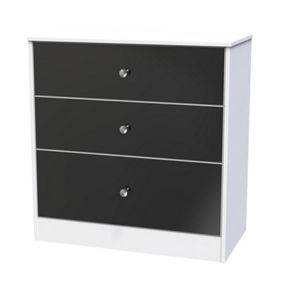 Black gloss chest of deals drawers ready assembled