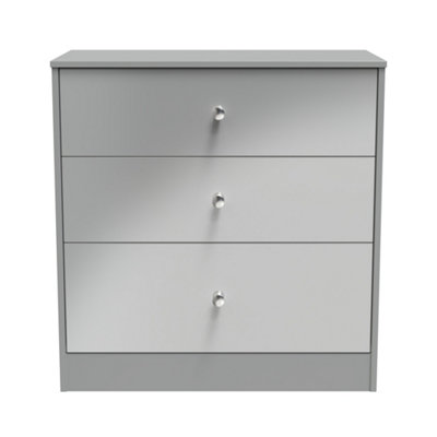 Taunton 3 Drawer Deep Chest in Uniform Grey Gloss & Dusk Grey (Ready Assembled)