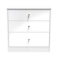 Taunton 3 Drawer Deep Chest in White Gloss (Ready Assembled)