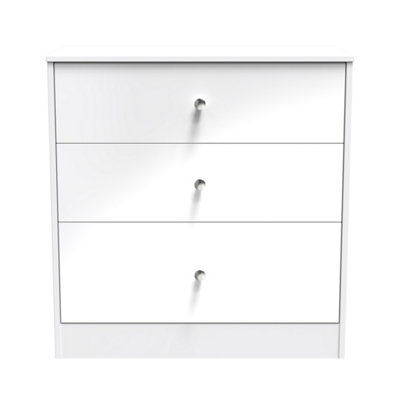 Taunton 3 Drawer Deep Chest in White Gloss (Ready Assembled)