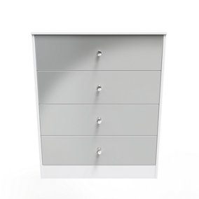 Taunton 4 Drawer Chest in Uniform Grey Gloss & White (Ready Assembled)