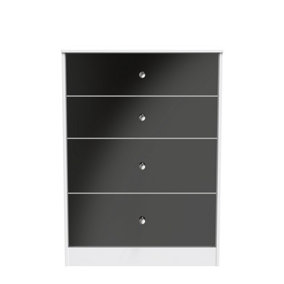 Taunton 4 Drawer Deep Chest in Black Gloss & White (Ready Assembled)