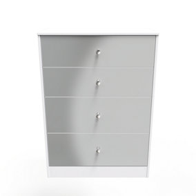 Taunton 4 Drawer Deep Chest in Uniform Grey Gloss & White (Ready Assembled)