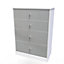 Taunton 4 Drawer Deep Chest in Uniform Grey Gloss & White (Ready Assembled)