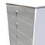 Taunton 5 Drawer Chest in Uniform Grey Gloss & White (Ready Assembled)