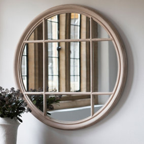 Taupe Round Wall Mirror - SE Home