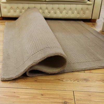 Taupe Simple and Stylish Wool Plain Modern Handmade Easy to Clean Rug for Living Room and Bedroom-200cm X 290cm