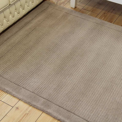 Taupe Simple and Stylish Wool Plain Modern Handmade Easy to Clean Rug for Living Room and Bedroom-60cm X 120cm