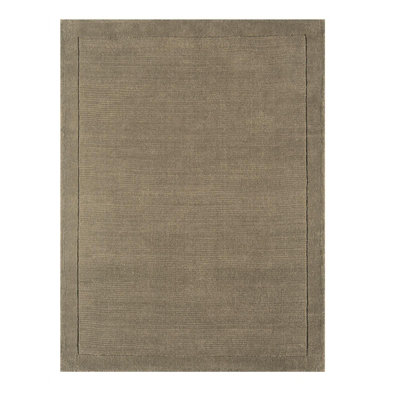 Taupe Simple and Stylish Wool Plain Modern Handmade Easy to Clean Rug ...