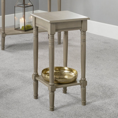 Taupe Wood Accent Table For Small Corners