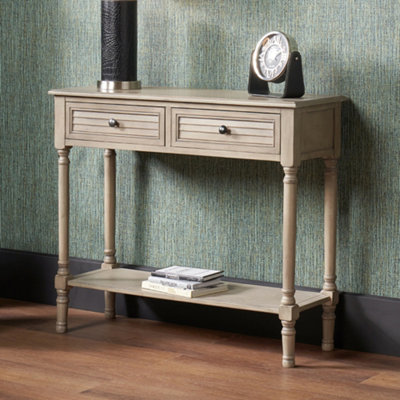 Taupe Wood Console Table with Drawers
