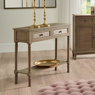 Taupe Wood Console Table with Drawers
