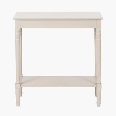 Taupe Wood Half Moon Console Table with Bottom Storage Shelf