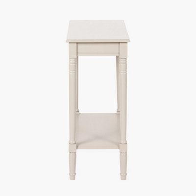 Taupe Wood Half Moon Console Table with Bottom Storage Shelf