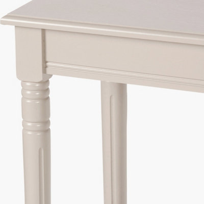 Taupe Wood Half Moon Console Table with Bottom Storage Shelf