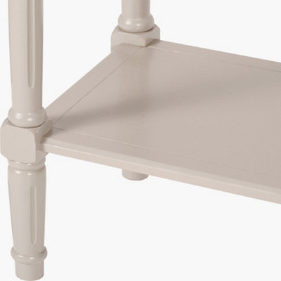 Taupe Wood Half Moon Console Table with Bottom Storage Shelf