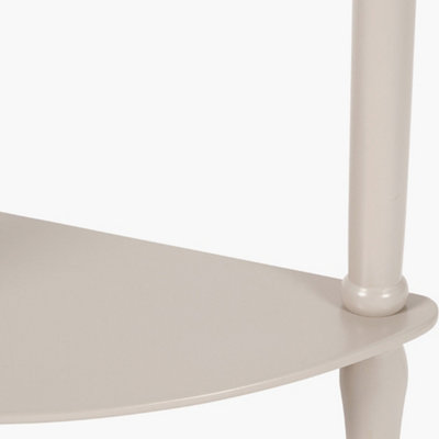 Taupe Wood Half Moon Console Table with Bottom Storage Shelf