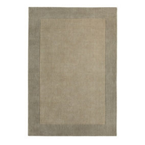 Taupe Wool Rug, Bordered Rug with 25mm Thickness, Handmade Rug for Bedroom, Living Room, & Dining Room-120cm X 170cm