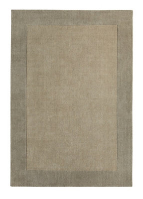 Taupe Wool Rug, Bordered Rug with 25mm Thickness, Handmade Rug for Bedroom, Living Room, & Dining Room-200cm X 290cm