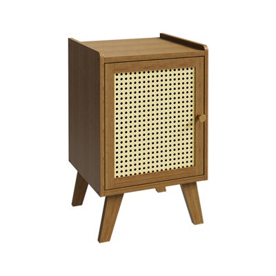 Tawny and Cream Nightstand Bedside Table with One Door, 32cm W x 30cm D x 51cm H