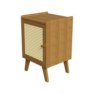 Tawny and Cream Nightstand Bedside Table with One Door, 32cm W x 30cm D x 51cm H