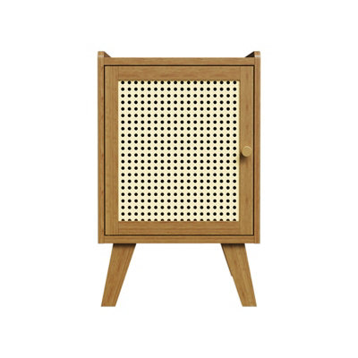 Tawny and Cream Nightstand Bedside Table with One Door, 32cm W x 30cm D x 51cm H