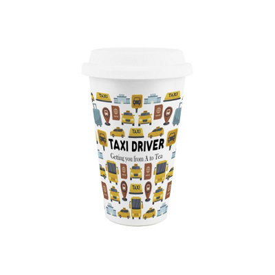 Taxi Driver Ceramic Travel Mug - Humorous Novelty Tradies Gifts/Presents - Double-Walled Insulated Hot/Cold Drinks Flask Cup