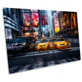 Taxis in New York City Modern Abstract CANVAS WALL ART Print Picture (H)40cm x (W)61cm