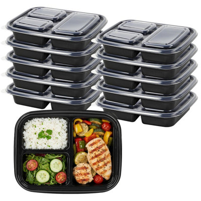 Taylor & Brown 10 Pack 3 Compartment Meal Prep Containers, BPA-Free ...