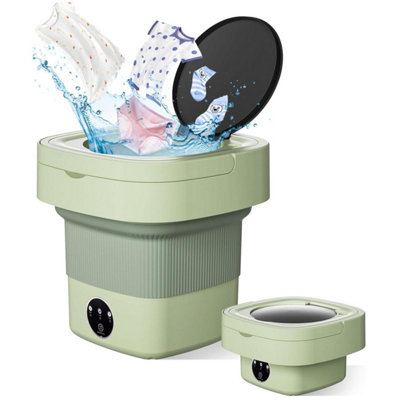 Taylor & Brown 10L Portable Washing Machine, 2in1 Foldable Mini Washer for Baby Clothes, Underwear, Camping, Travel (Green)