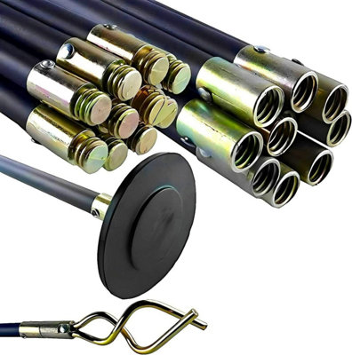 Taylor & Brown 12Piece Drain Rods Set 9.2MFlexible Drain Unblocker with HeavyDuty Plunger & Worm Screw for Drain Cleaning