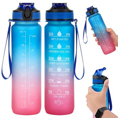 Taylor & Brown 1L Water Bottle, BPA-Free, Leakproof, Straw, Time ...