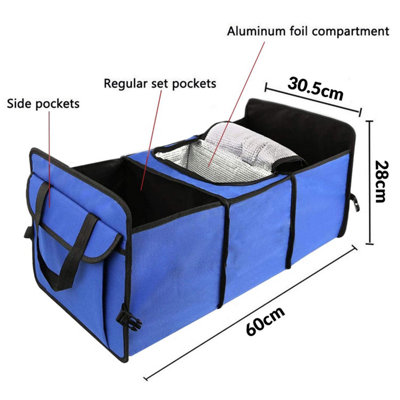 Accessotech 2 In 1 Car Boot Organiser Shopping Tidy Heavy Duty Collapsible Storage Travel Tool