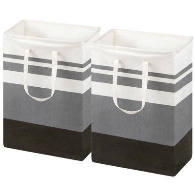 Taylor & Brown 2 Pack 75L Laundry Baskets, Freestanding Collapsible Hampers with Handles for Clothes, Toys, Blankets  Grey