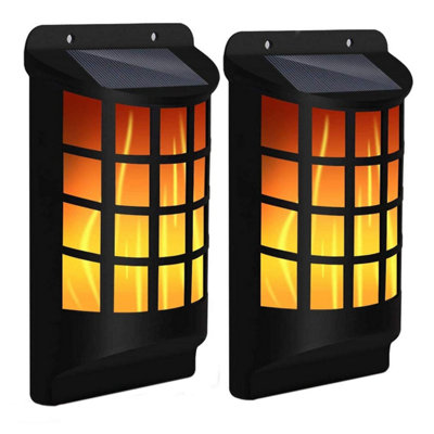 Taylor & Brown 2 Pack Solar Wall Lights, 60 LED Flickering Flame Torch, Waterproof Outdoor Lamp for Garden, Patio, Pathway, Yard