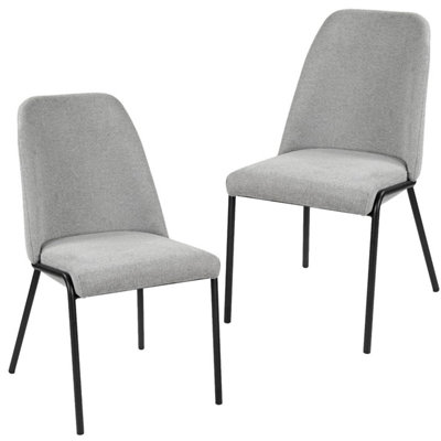 Taylor & Brown 2 x Modern Upholstered Dining Chairs, Stylish Kitchen Chairs with Solid Metal Legs and Curved Back (Grey)