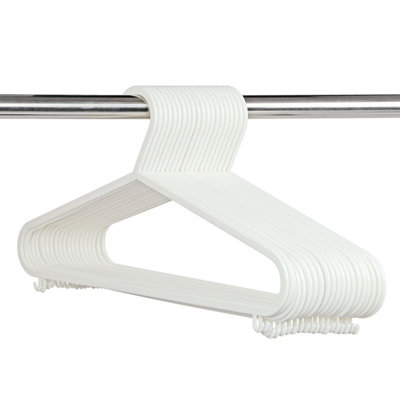 Taylor & Brown 20 x White Strong Plastic Clothes Hanger Garment Coat Dress Skirt Adult Size Hangers with Suit Trouser Bar & Lips