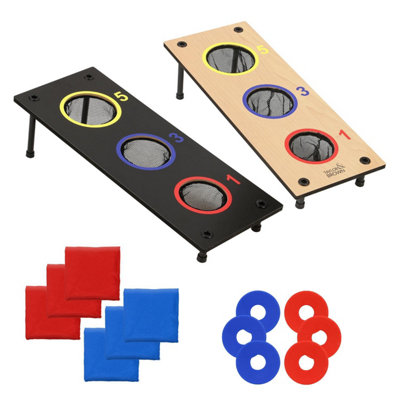 Taylor & Brown 2in1 Wooden Bean Bag Toss & Washer Pitch SetReversible BoardOutdoor Family Fun Game w/6 Bags & Washers