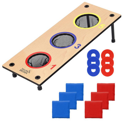 Taylor & Brown 2in1 Wooden Bean Bag Toss & Washer Pitch SetReversible BoardOutdoor Family Fun Game w/6 Bags & Washers