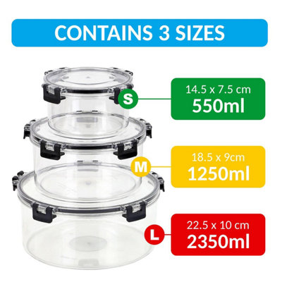 Taylor & Brown 3-Piece Stackable Food Storage Containers, Airtight ...