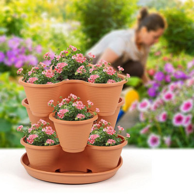 Taylor & Brown 3 Tier Stackable Planter, Vertical Garden Tower for  Strawberries, Herbs, Flowers & Veggies,
