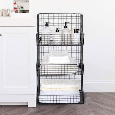 Taylor & Brown 3 Tier Wall Mounted Metal Basket Rack Hanging Wire ...