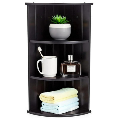 Taylor & Brown 3 Tier Wooden Corner Shelf Unit, Freestanding Bathroom ...