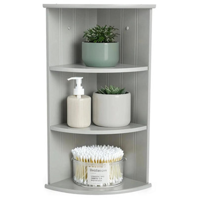 Taylor & Brown 3 Tier Wooden Corner Shelf Unit, Freestanding Bathroom ...
