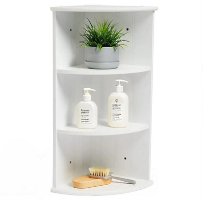 Taylor & Brown 3 Tier Wooden Corner Shelf Unit, Freestanding Bathroom ...