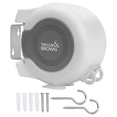 Taylor & Brown 30m Retractable Reel Clothes Line Wall Mounted Heavy ...