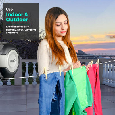 Taylor & Brown 30m Retractable Reel Clothes Line Wall Mounted Heavy ...