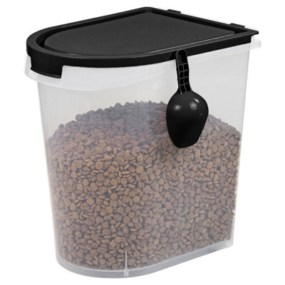 Taylor & Brown 36L Airtight Pet Food Storage Container, 15kg Dry Food Dispenser with Scoop & Casters, Black, for Dogs & Cats